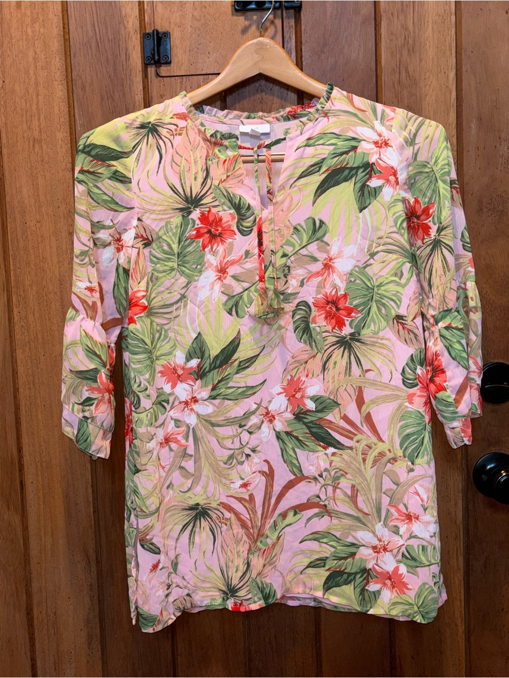 J. Jill Pink Tropical Floral Women's Tunic Top